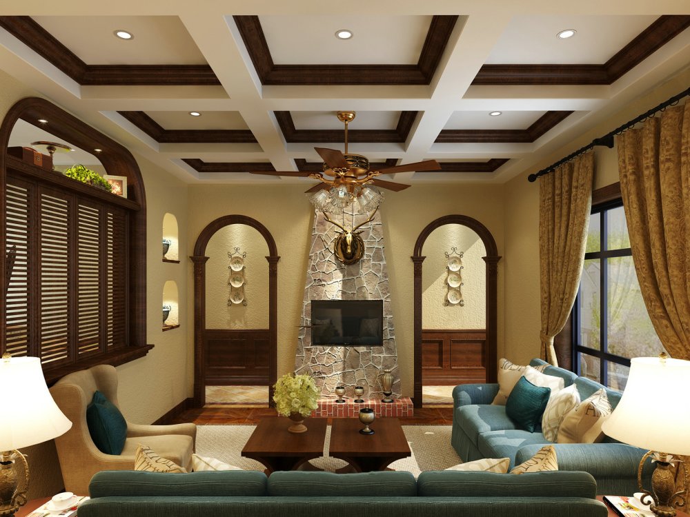 歐美風情四居室客廳沙發(fā)裝修圖片-房天下裝修效果圖